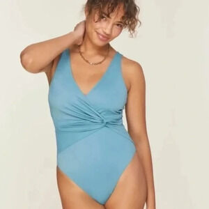 Andie Swim The Capri One Piece Bay Blue Eco Nylon Size Medium